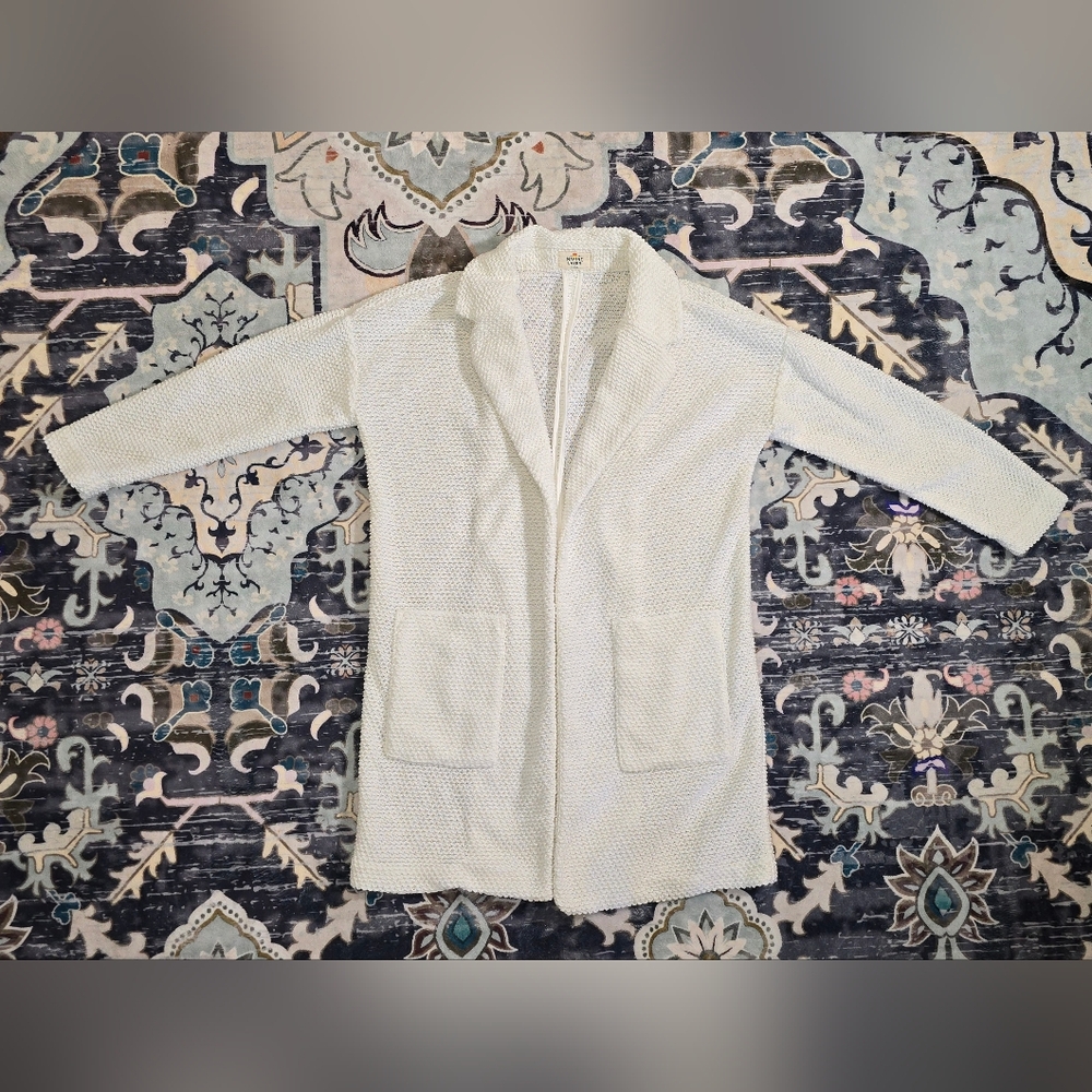 Marine Layer Salina Birdseye Knit Open Front Coatigan Jacket cardigan waffle M